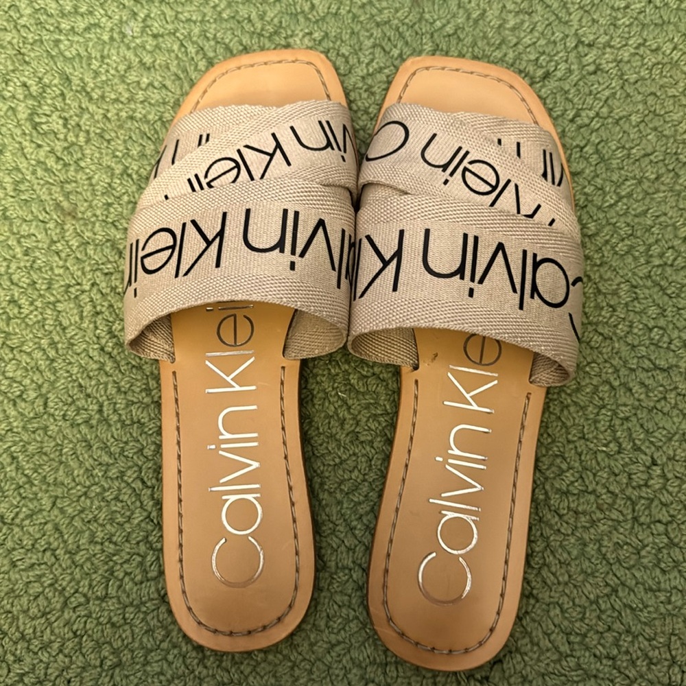 Calvin Klein Bainy Logo Flats, Size 6.5. Good Condition